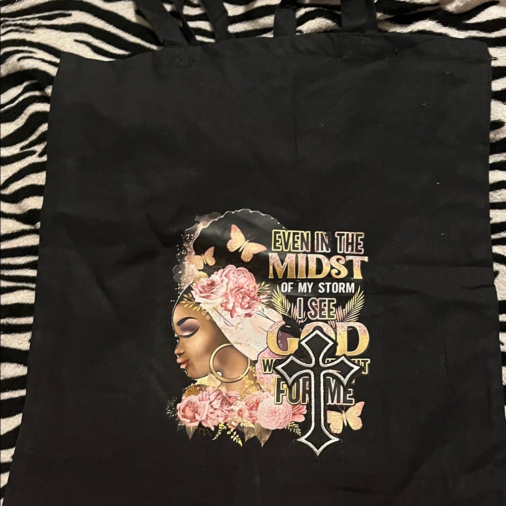 Black Graphic Tote Bag